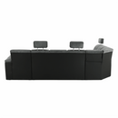 Ülőgarnitúra, műbőr fekete/szövet sötétszürke, balos, SANTIAGO U