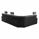 Ülőgarnitúra, műbőr fekete/szövet sötétszürke, balos, SANTIAGO U