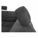 Ülőgarnitúra, műbőr fekete/szövet sötétszürke, jobbos, SANTIAGO U