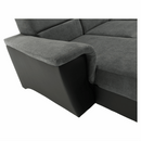 Ülőgarnitúra, műbőr fekete/szövet sötétszürke, jobbos, SANTIAGO U