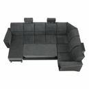 Ülőgarnitúra, műbőr fekete/szövet sötétszürke, jobbos, SANTIAGO U