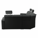 Ülőgarnitúra, műbőr fekete/szövet sötétszürke, jobbos, SANTIAGO U