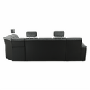 Ülőgarnitúra, műbőr fekete/szövet sötétszürke, jobbos, SANTIAGO U