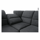 Ülőgarnitúra, műbőr fekete/szövet sötétszürke, jobbos, SANTIAGO U