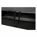 Ülőgarnitúra, műbőr fekete/szövet sötétszürke, jobbos, SANTIAGO U