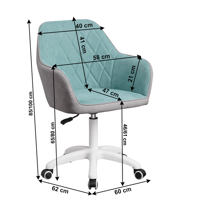 Irodai szék, szövet mentol/szürke/fehér, SANTY