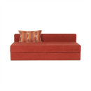 Kanapé ágyfunkcióval és ágyneműtartóval, szövet téglaszínű barna, SARA