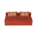 Kanapé ágyfunkcióval és ágyneműtartóval, szövet téglaszínű barna, SARA