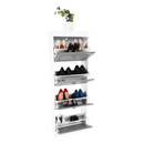 Cipőpolc, 4-soros, fehér/szürke, SEBER TYP 3