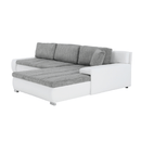 Ülőgarnitúra, műbőr fehér/szövet szürke melír, TONIKS