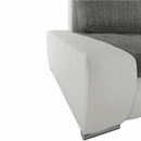 Ülőgarnitúra, műbőr fehér/szövet szürke melír, TONIKS