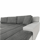 Ülőgarnitúra, műbőr fehér/szövet szürke melír, TONIKS