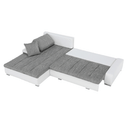 Ülőgarnitúra, műbőr fehér/szövet szürke melír, TONIKS