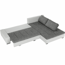 Ülőgarnitúra, műbőr fehér/szövet szürke melír, TONIKS