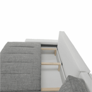 Ülőgarnitúra, műbőr fehér/szövet szürke melír, TONIKS