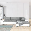 Ülőgarnitúra, műbőr fehér/szövet szürke melír, TONIKS