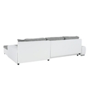 Ülőgarnitúra, műbőr fehér/szövet szürke melír, TONIKS