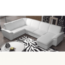 U alakú ülőgarnitúra, textilbőr fehér, jobbos, BITER U