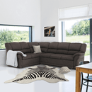 Sarokülőgarnitúra ágyfunkcióval és ágyneműtartóval, bal oldali kivitel, barna, AMELIA