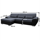 Ülőgarnitúra, fekete/sötét szürke, balos,  EMILY