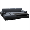 Ülőgarnitúra, fekete/sötét szürke, balos,  EMILY