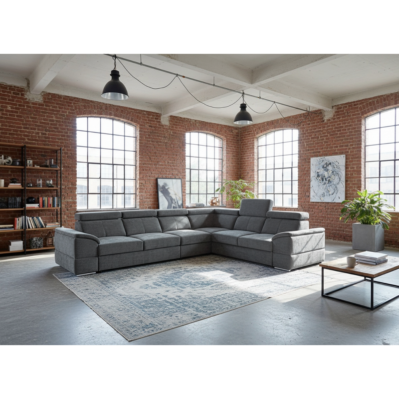 Ülőgarnitúra, sötétszürke Sereno szövet, SEGORIA LUX