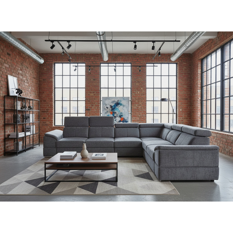 Ülőgarnitúra, sötétszürke Sereno szövet, SEGORIA LUX