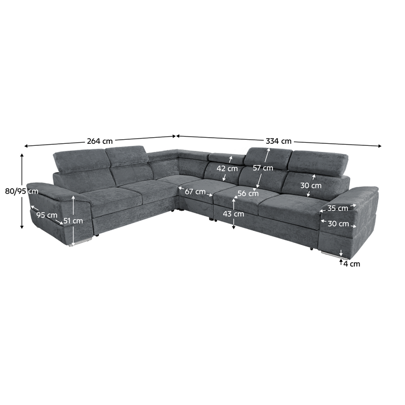 Ülőgarnitúra, sötétszürke Sereno szövet, SEGORIA LUX