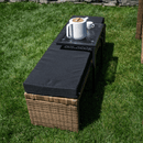 Kerti asztalka, fekete acél/edzett üveg, SELKO