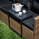 Kerti asztalka, fekete acél/edzett üveg, SELKO