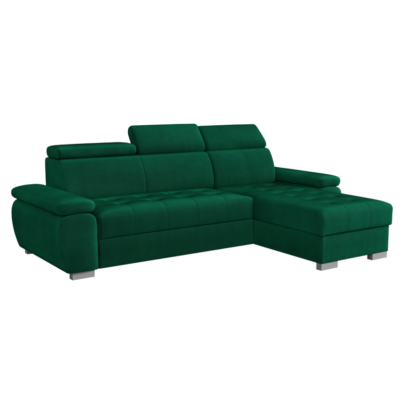 Sarok ülőgarnitúra, zöld, jobbos, SEMI ROH