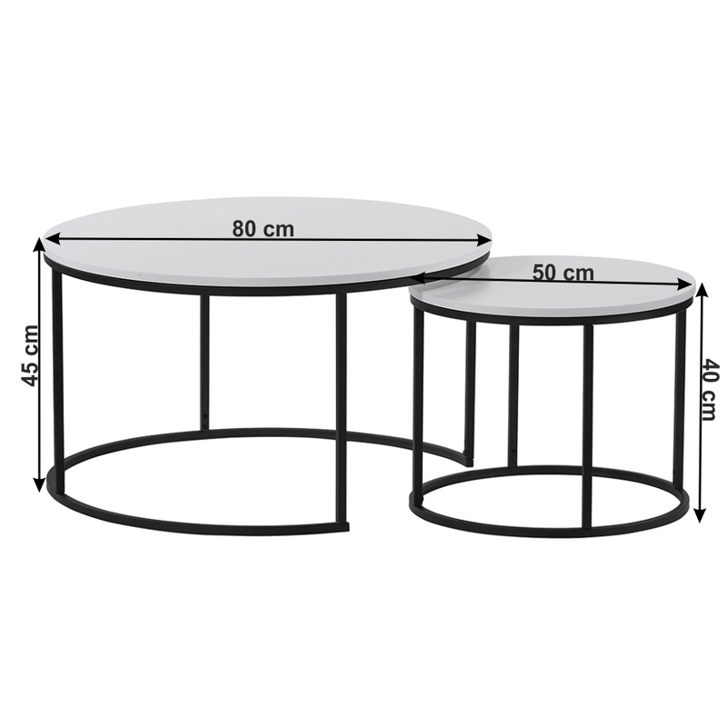 Két dohányzóasztal készlet, fehér/fekete, IKLIN