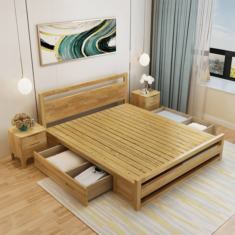 Franciaágy, 180x200, masszív fa, természetes, SHEILA