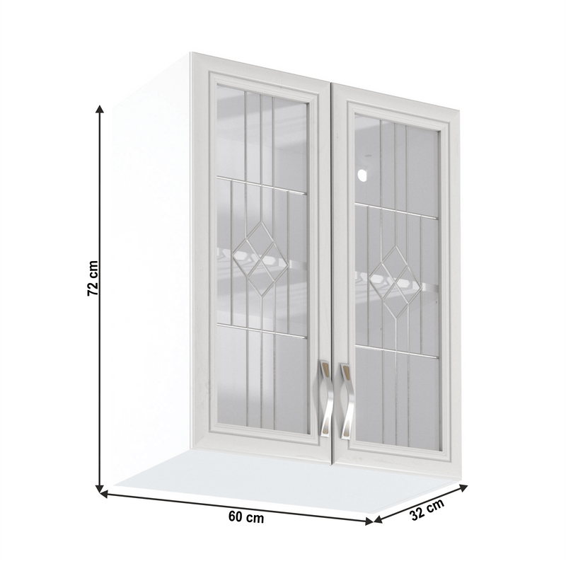 Felsőszekrény G60S üveggel, fehér/sosna Andersen, SICILIA