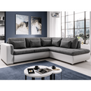 Kinyitható ülőgarnitúra, fehér/szürke, jobbos, FURUD L ROH