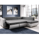 Kinyitható ülőgarnitúra, fehér/szürke, jobbos, FURUD L ROH