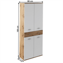 Szekrény TYP 1, wotan tölgy/fehér, CYRIL