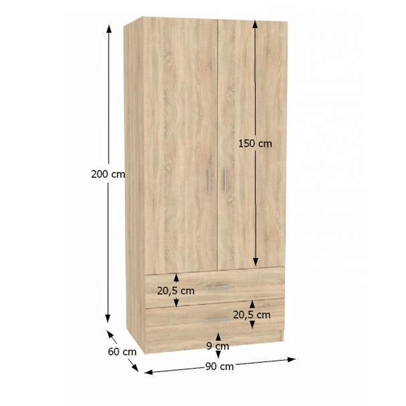 Szekrény, laminált DTD, tölgy sonoma, INVITA TYP 5