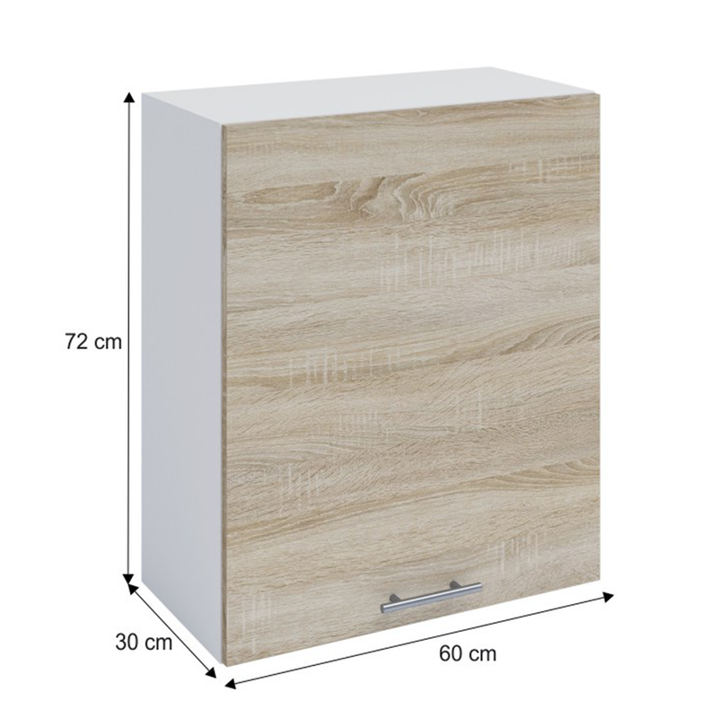 felsőszekrény, tölgy sonoma/fehér, balos, FABIANA W - 60