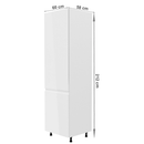 Hűtő beépítő szekrény, fehér/fehér extra magasfényű, balos, AURORA D60ZL