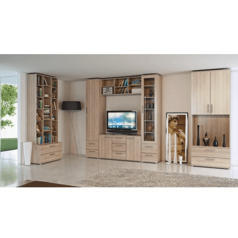 Alacsony szekrény 2-ajtós, DTD laminált, tölgy sonoma, DUNAJ TYP7