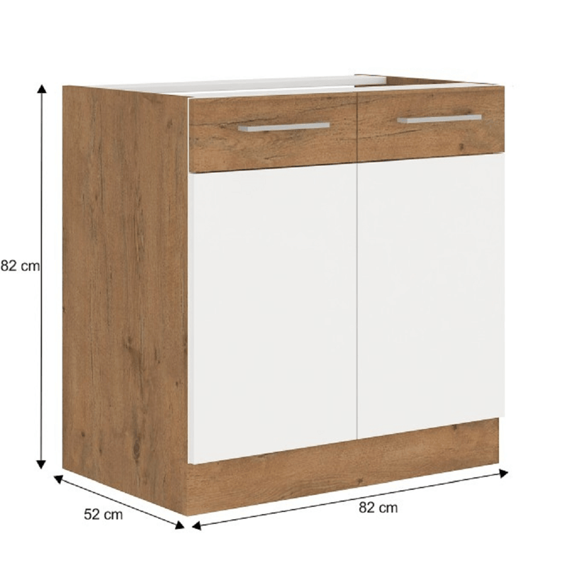 Mosogató szekrény, fehér magasfényű HG/ lancelot tölgy, VEGA 80 ZL 2F BB