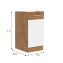 Alsó szekrény, lancelot tölgy/ fehér extra magas fényű HG, VEGA D40 1F BB