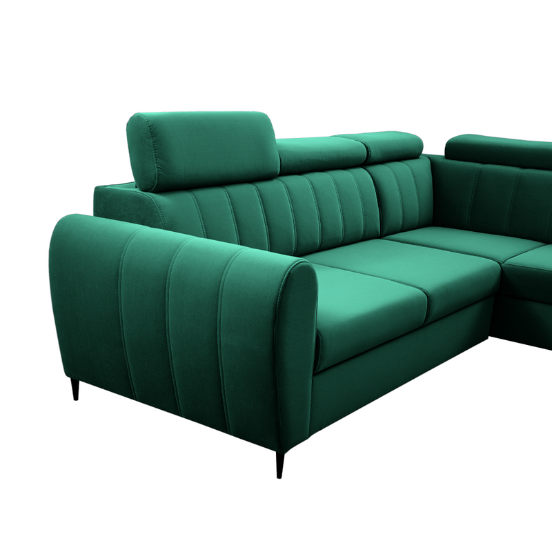 Kinyitható ülőgarnitúra, smaragd, jobbos, KORIO L