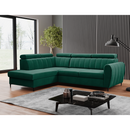 Kinyitható ülőgarnitúra, smaragd, balos, KORIO L