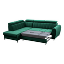 Kinyitható ülőgarnitúra, smaragd, balos, KORIO L