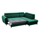 Kinyitható ülőgarnitúra, smaragd, jobbos, KORIO L