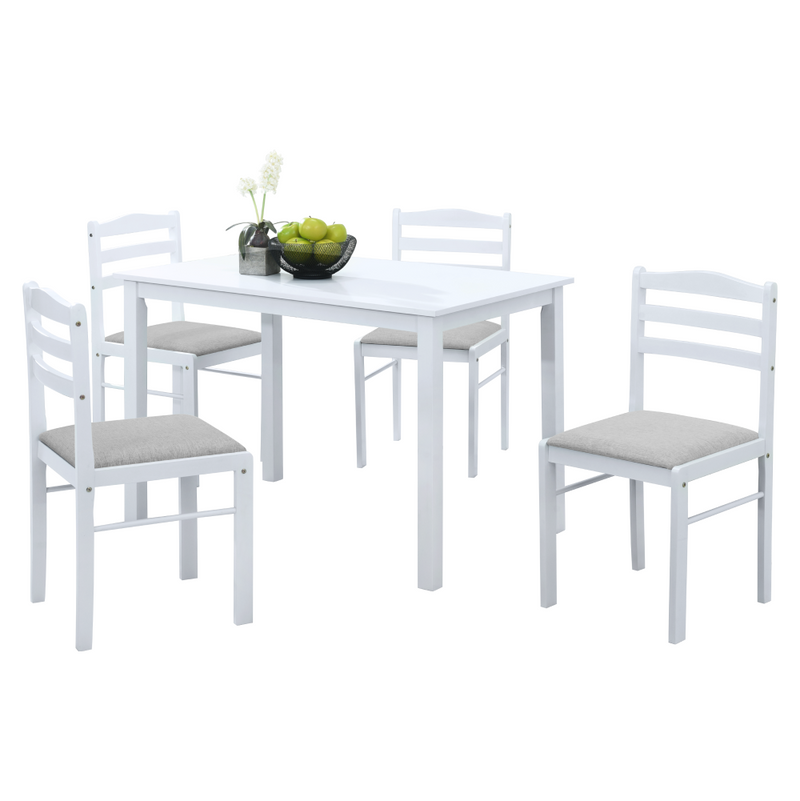 Étkezőgarnitúra 1+4, fehér/bézsesszürke, SOMIN