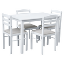 Étkezőgarnitúra 1+4, fehér/bézsesszürke, SOMIN