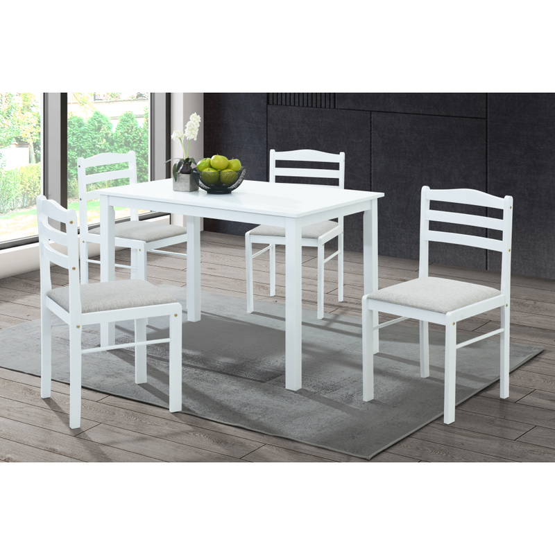 Étkezőgarnitúra 1+4, fehér/bézsesszürke, SOMIN